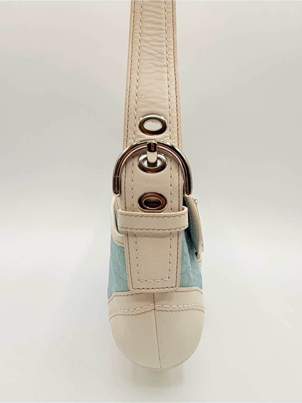 Vintage Coach Soho F10925 Sky Blue Signature C Jacquard Shoulder Bag Y2K - Picture 4 of 16